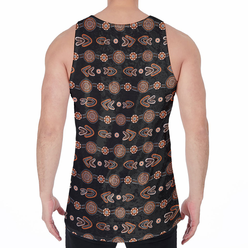 Aboriginal Boomerang Pattern Print Men's Velvet Tank Top