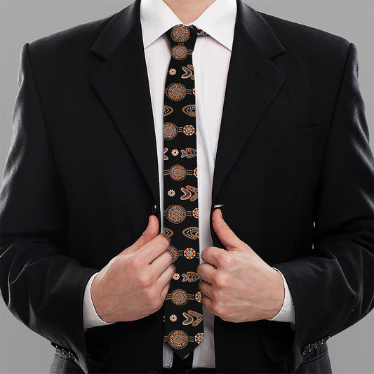 Aboriginal Boomerang Pattern Print Necktie