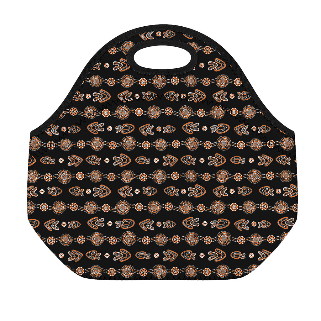 Aboriginal Boomerang Pattern Print Neoprene Lunch Bag