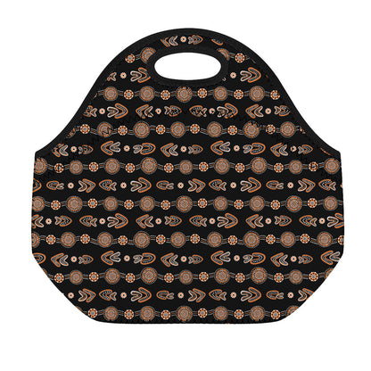 Aboriginal Boomerang Pattern Print Neoprene Lunch Bag