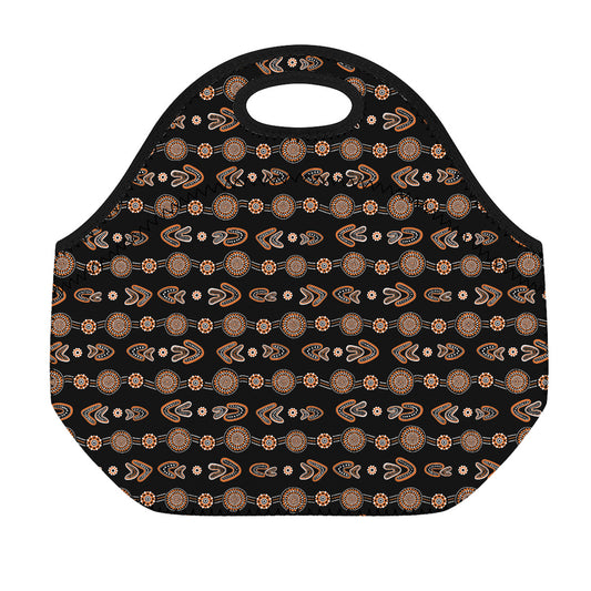 Aboriginal Boomerang Pattern Print Neoprene Lunch Bag
