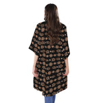 Aboriginal Boomerang Pattern Print Open Front Beach Cover Up