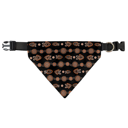 Aboriginal Boomerang Pattern Print Over The Collar Dog Bandana