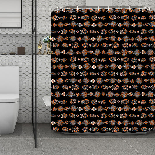 Aboriginal Boomerang Pattern Print Polyester Shower Curtain