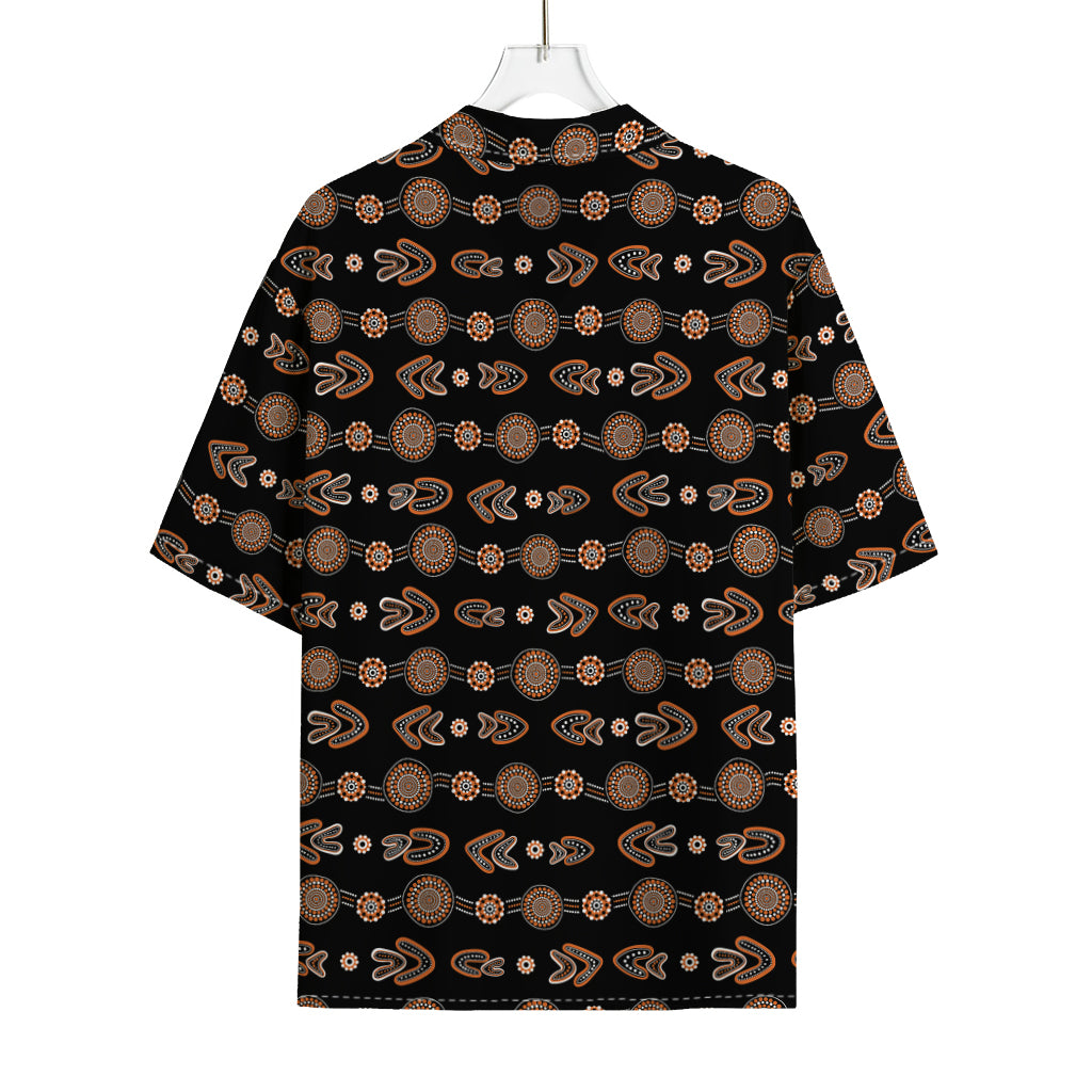 Aboriginal Boomerang Pattern Print Rayon Hawaiian Shirt