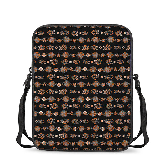 Aboriginal Boomerang Pattern Print Rectangular Crossbody Bag