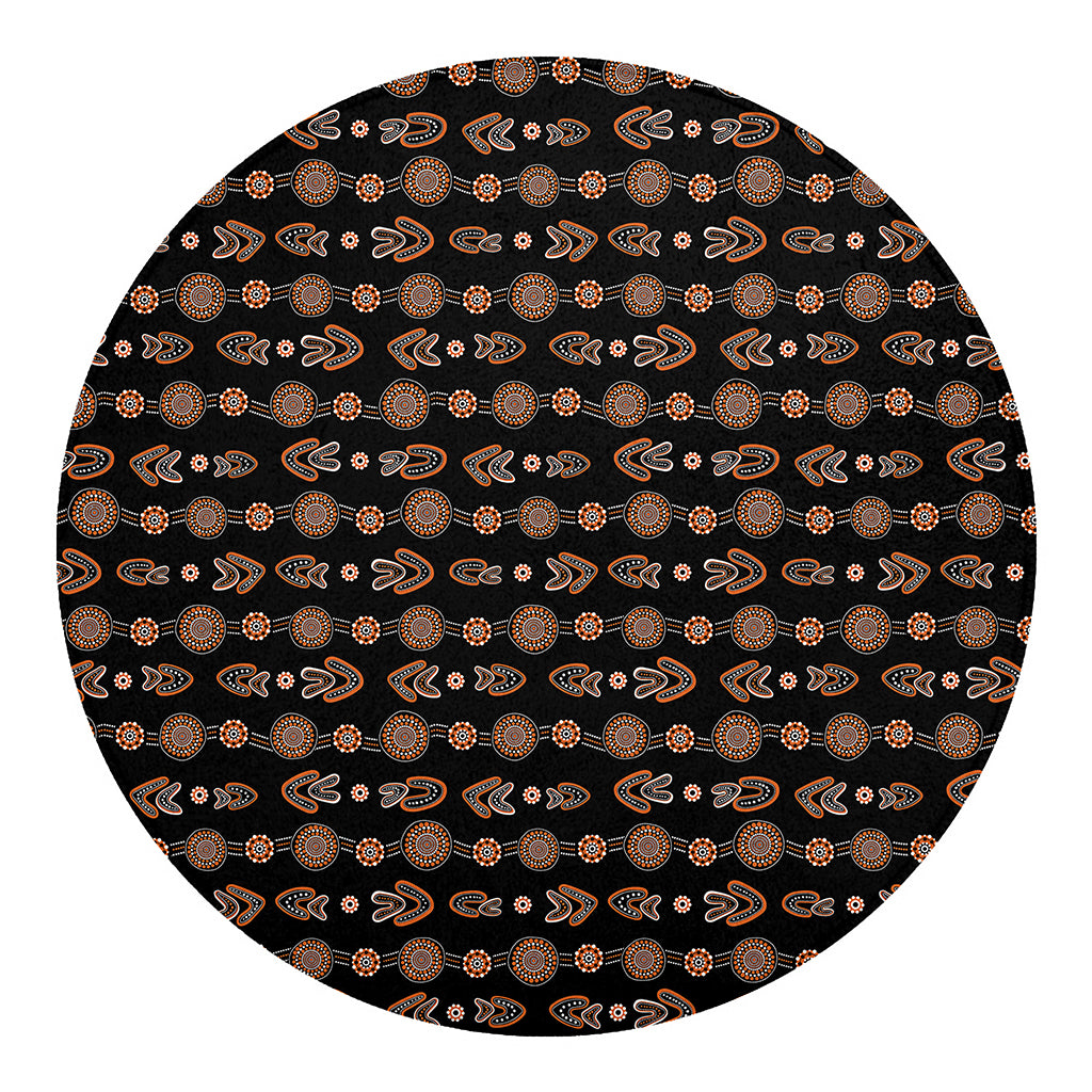 Aboriginal Boomerang Pattern Print Round Blanket