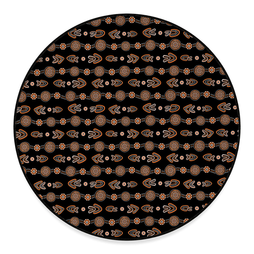 Aboriginal Boomerang Pattern Print Round Floor Mat