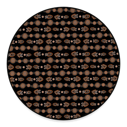 Aboriginal Boomerang Pattern Print Round Floor Mat