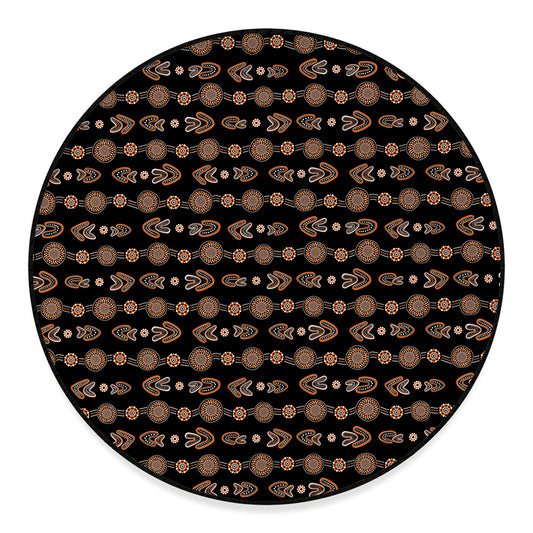 Aboriginal Boomerang Pattern Print Round Floor Mat