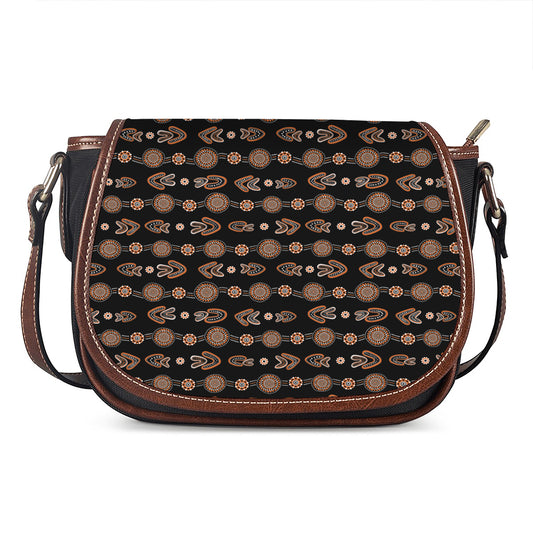 Aboriginal Boomerang Pattern Print Saddle Bag