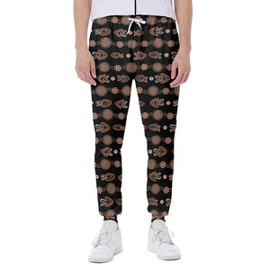 Aboriginal Boomerang Pattern Print Scuba Joggers