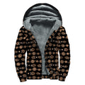 Aboriginal Boomerang Pattern Print Sherpa Lined Zip Up Hoodie
