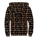 Aboriginal Boomerang Pattern Print Sherpa Lined Zip Up Hoodie