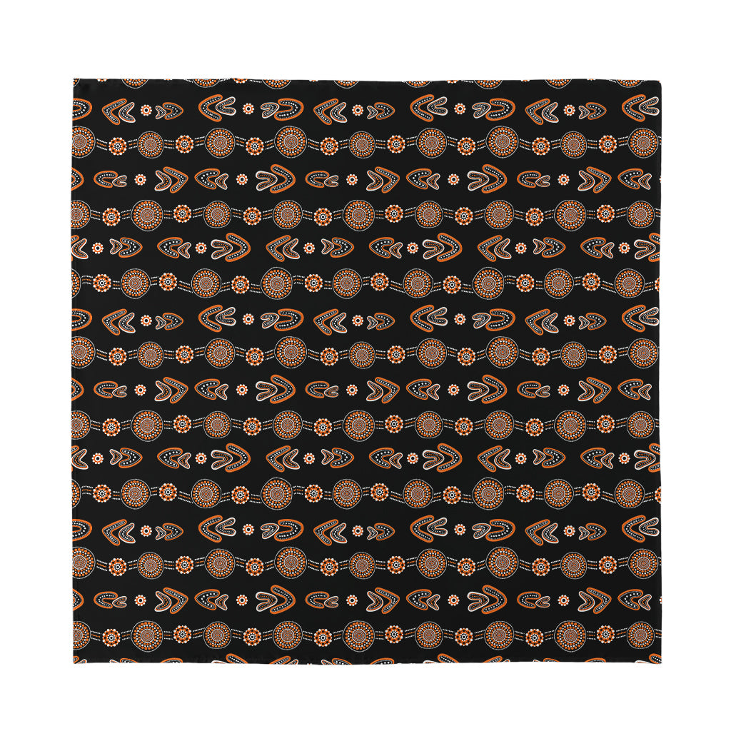 Aboriginal Boomerang Pattern Print Silk Bandana