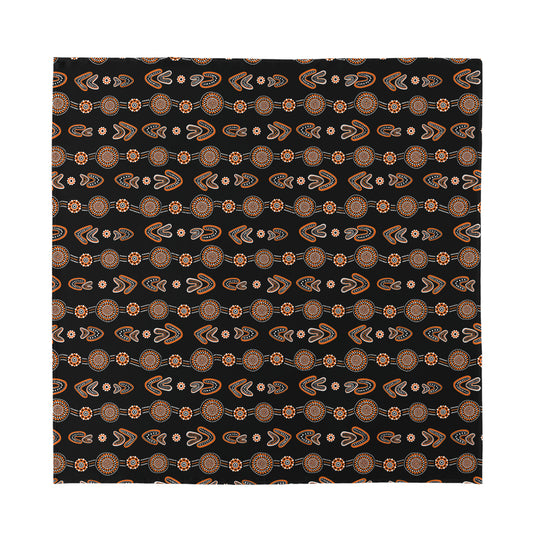Aboriginal Boomerang Pattern Print Silk Bandana