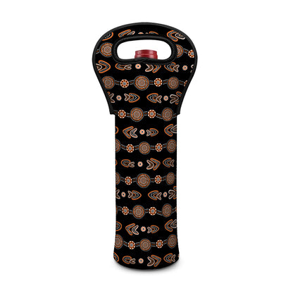 Aboriginal Boomerang Pattern Print Single Neoprene Wine Tote