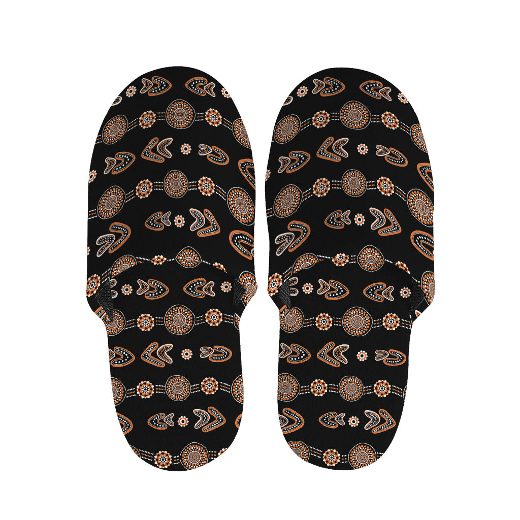 Aboriginal Boomerang Pattern Print Slippers