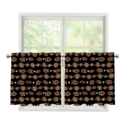 Aboriginal Boomerang Pattern Print Tier Curtains