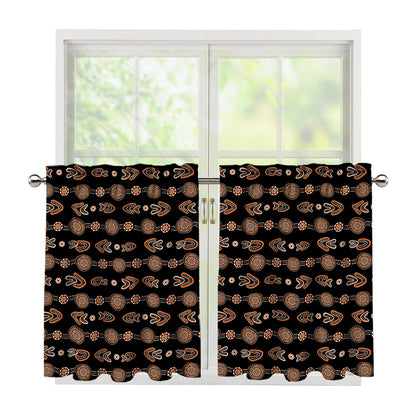 Aboriginal Boomerang Pattern Print Tier Curtains