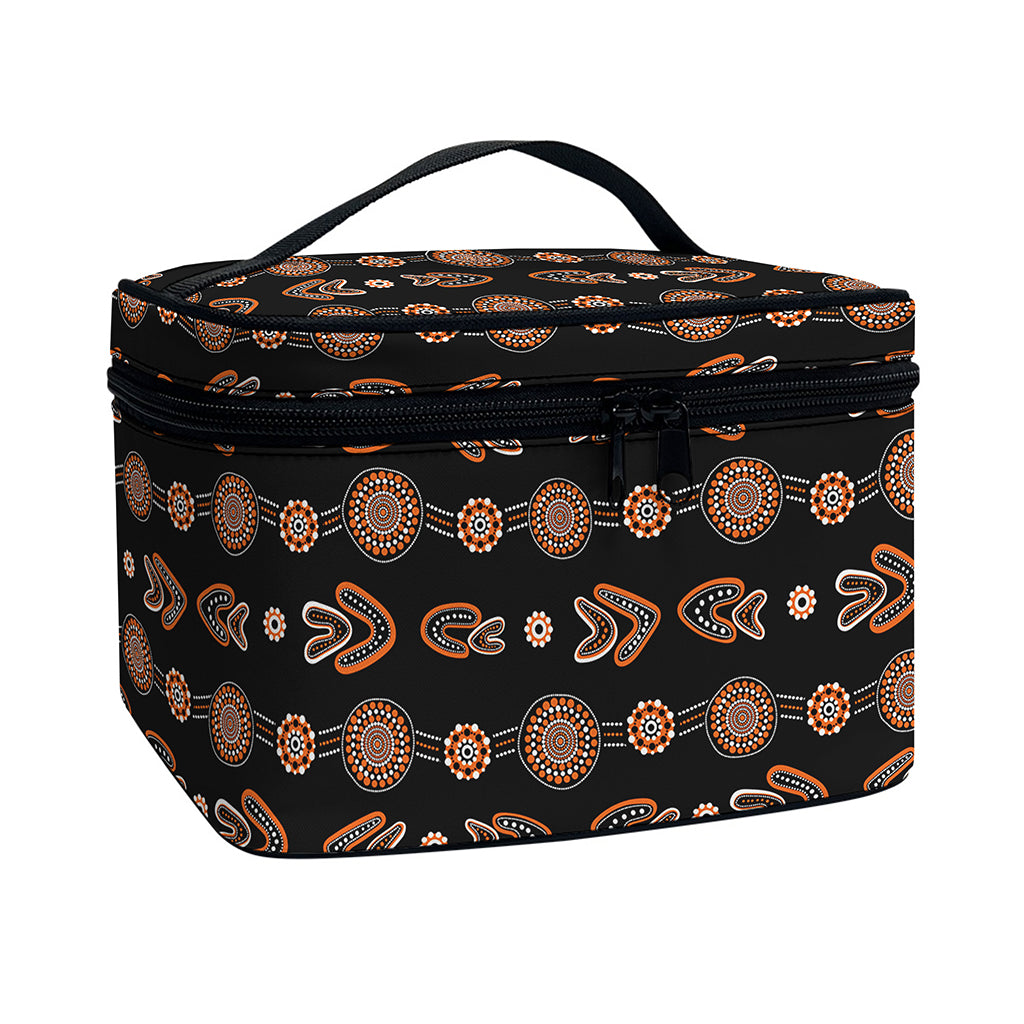 Aboriginal Boomerang Pattern Print Travel Makeup Bag