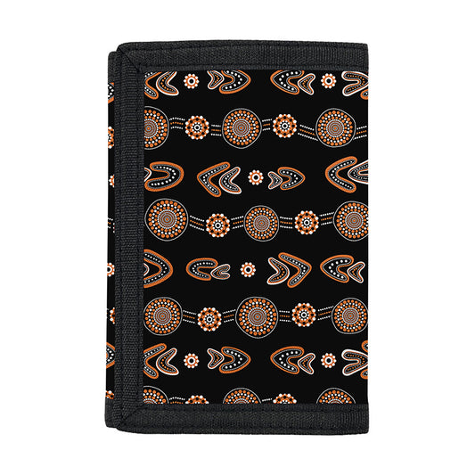 Aboriginal Boomerang Pattern Print Trifold Wallet
