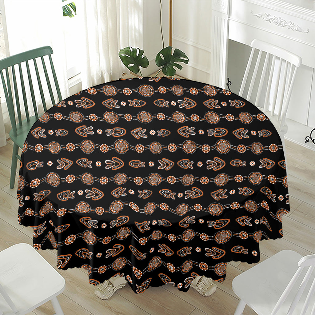 Aboriginal Boomerang Pattern Print Waterproof Round Tablecloth