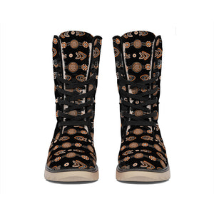 Aboriginal Boomerang Pattern Print Winter Boots