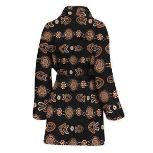 Aboriginal Boomerang Pattern Print Women's Bathrobe