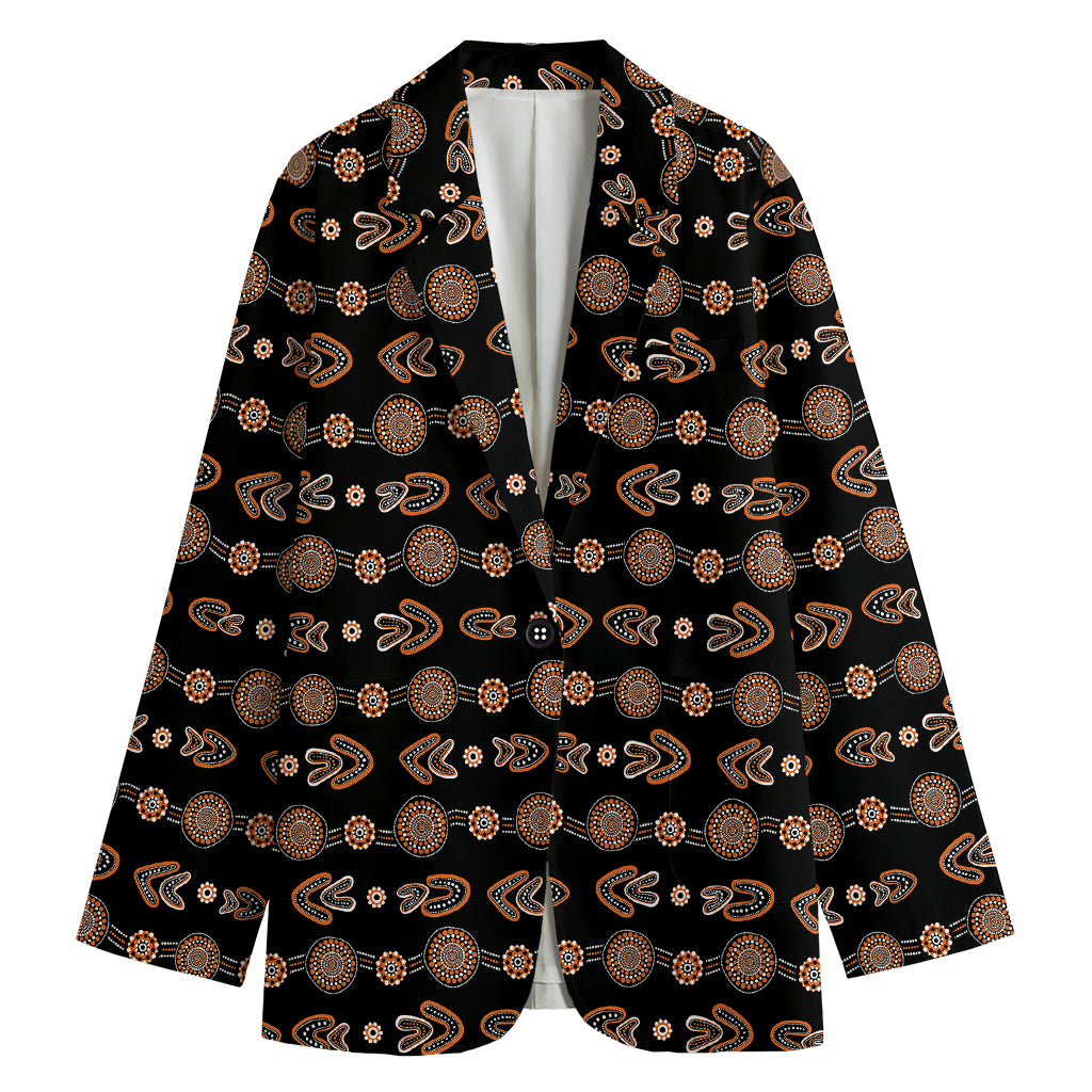 Aboriginal Boomerang Pattern Print Women's Blazer