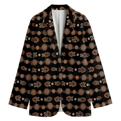 Aboriginal Boomerang Pattern Print Women's Blazer
