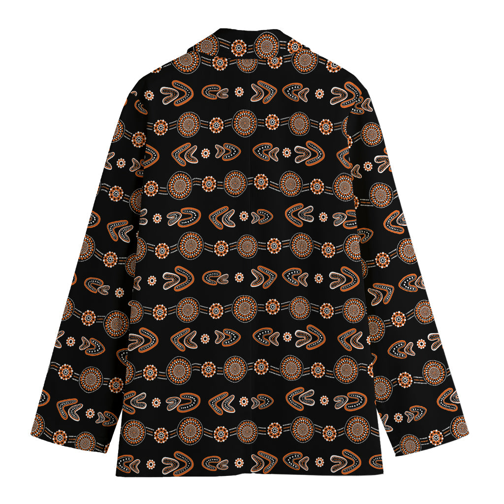 Aboriginal Boomerang Pattern Print Women's Blazer