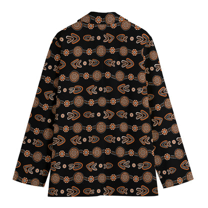 Aboriginal Boomerang Pattern Print Women's Blazer