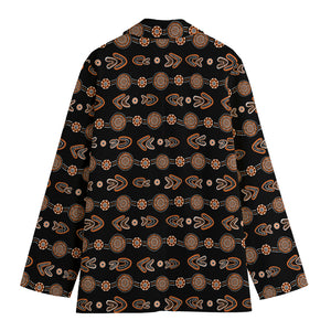 Aboriginal Boomerang Pattern Print Women's Cotton Blazer