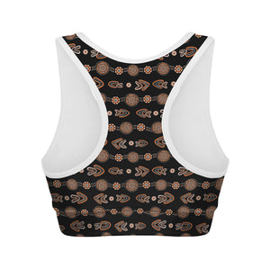 Aboriginal Boomerang Pattern Print Women's Sports Bra