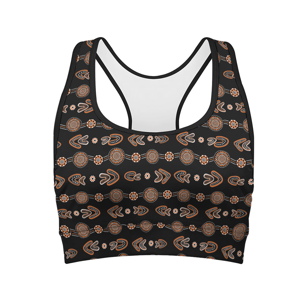 Aboriginal Boomerang Pattern Print Women's Sports Bra