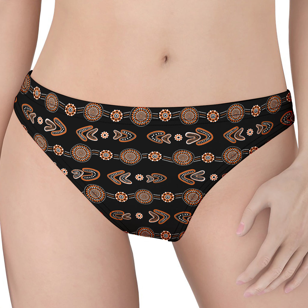 Aboriginal Boomerang Pattern Print Women's Thong