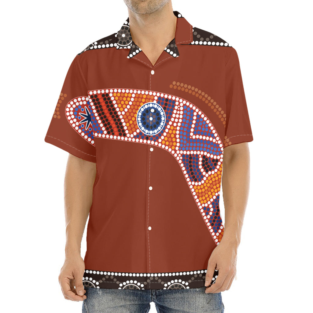 Aboriginal Dot Boomerang Print Aloha Shirt