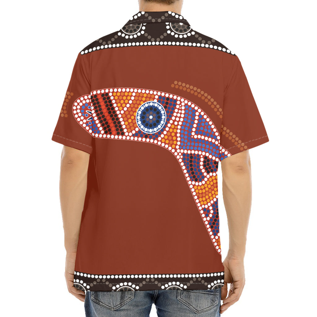 Aboriginal Dot Boomerang Print Aloha Shirt