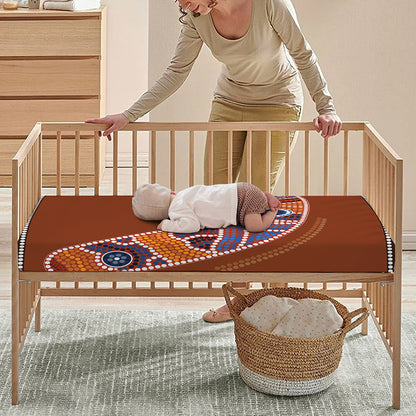 Aboriginal Dot Boomerang Print Baby Crib Sheet
