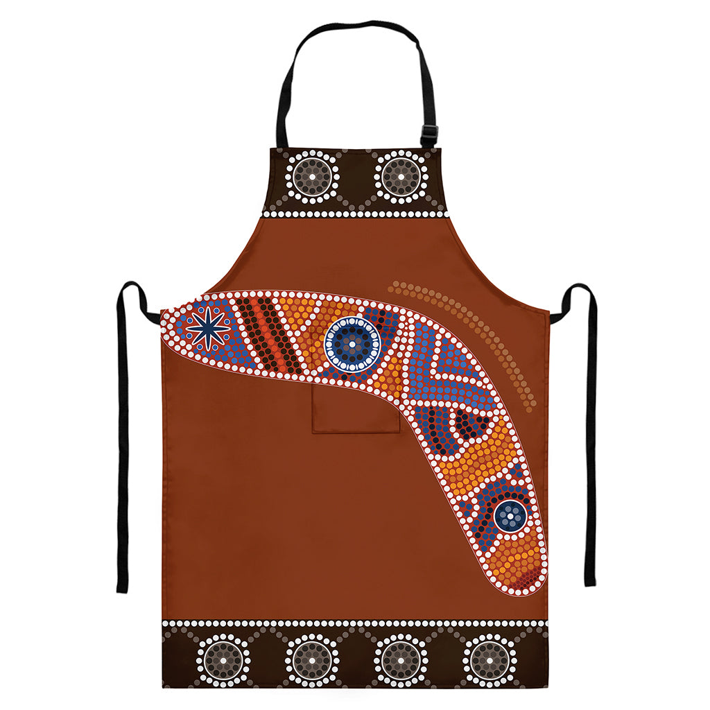Aboriginal Dot Boomerang Print Bib Apron With Pocket