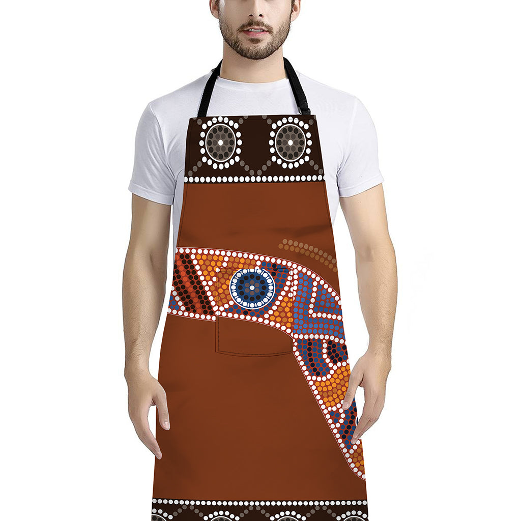 Aboriginal Dot Boomerang Print Bib Apron With Pocket