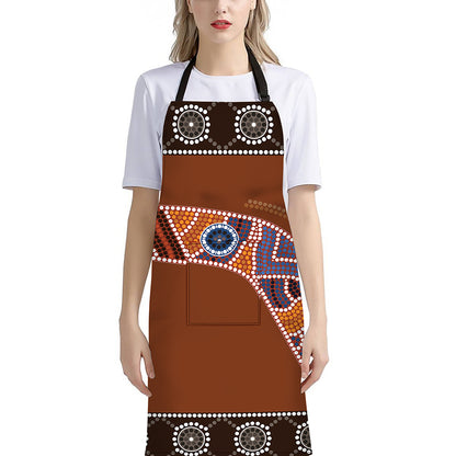Aboriginal Dot Boomerang Print Bib Apron With Pocket