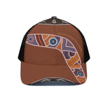 Aboriginal Dot Boomerang Print Black Mesh Trucker Cap