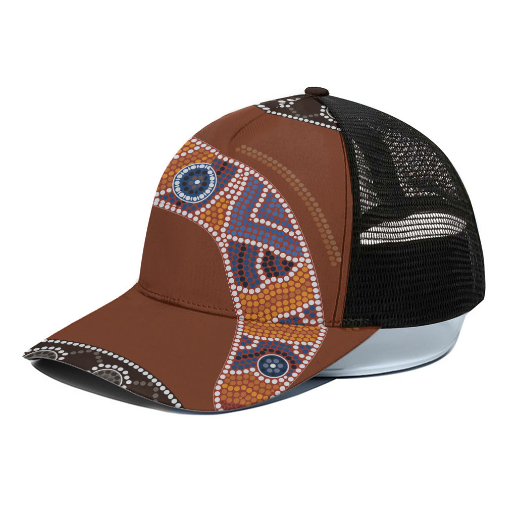 Aboriginal Dot Boomerang Print Black Mesh Trucker Cap