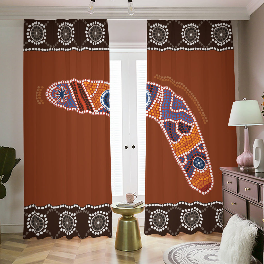 Aboriginal Dot Boomerang Print Blackout Pencil Pleat Curtains