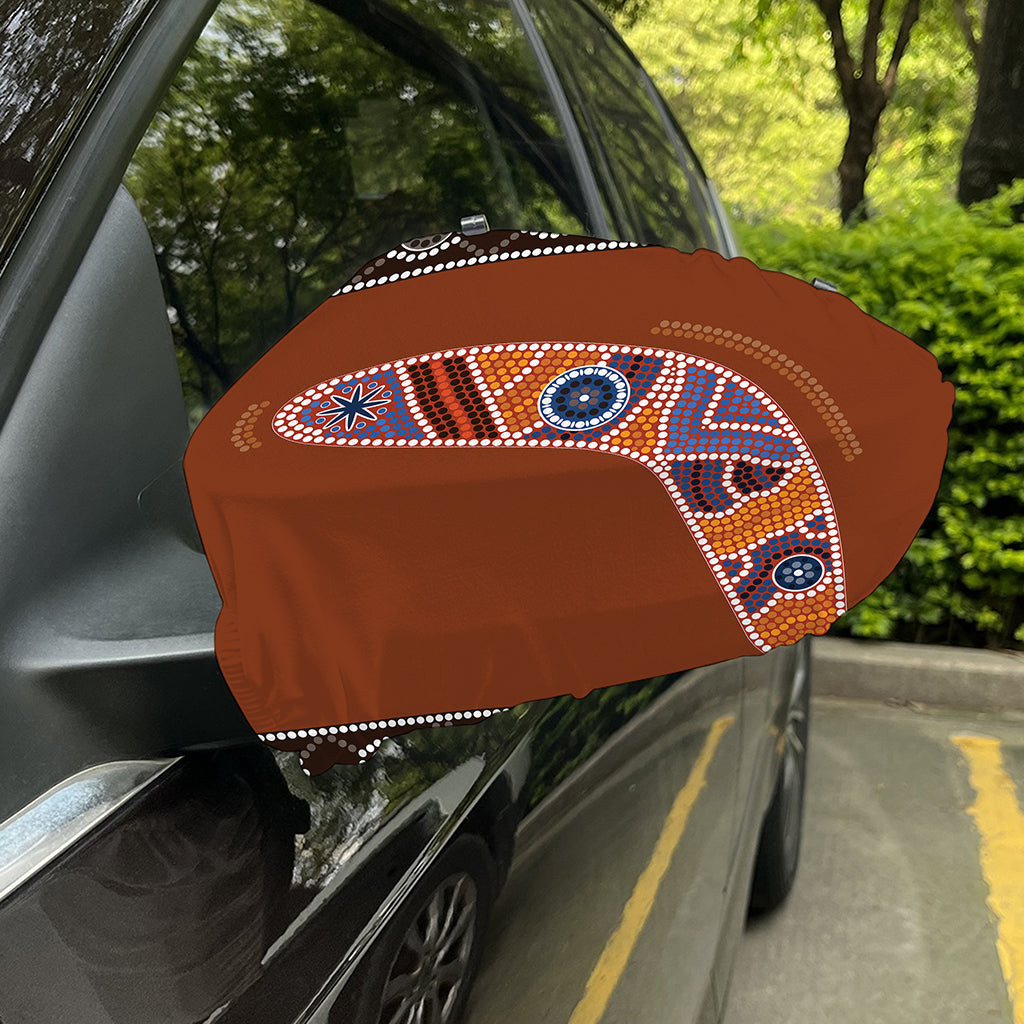 Aboriginal Dot Boomerang Print Car Side Mirror Covers