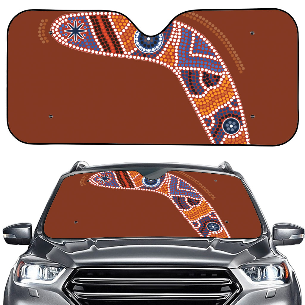 Aboriginal Dot Boomerang Print Car Windshield Sun Shade