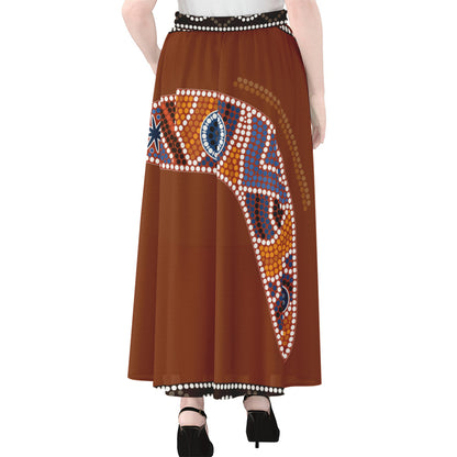 Aboriginal Dot Boomerang Print Chiffon Maxi Skirt