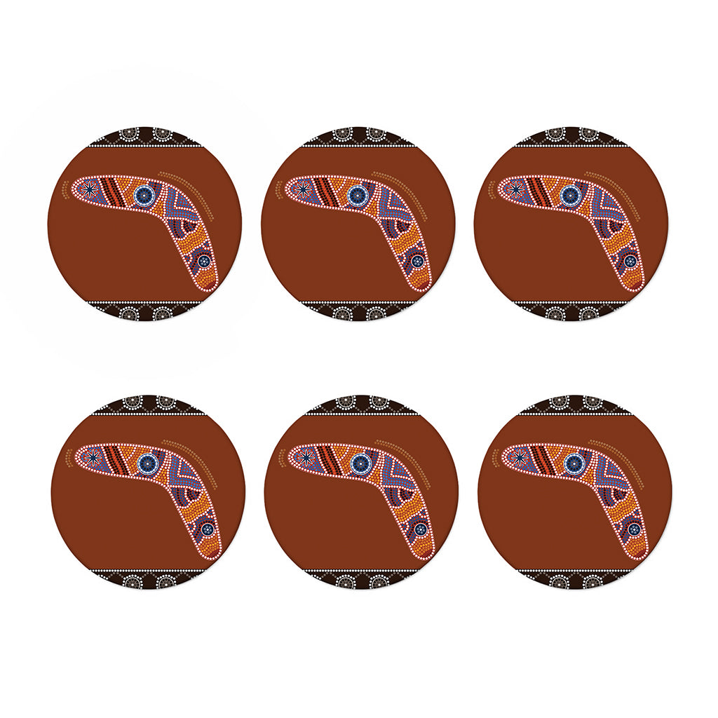 Aboriginal Dot Boomerang Print Coaster Set